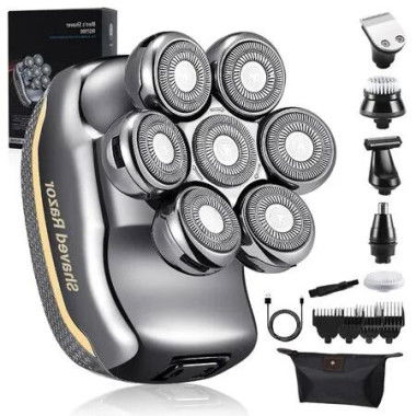 6-in-1 Versatile Men Grooming tool Electric Head Shavers with Advanced 7D floating rotary heads,Wet/dry technology for head/beard/body grooming,Rechargeable and cordless