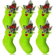 Detailed information about the product 6 Pack Christmas Stockings Green Furry Hanging Stocking for Holiday Family Party Fireplace Gift Xmas Tree Decoration