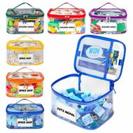 Detailed information about the product 6 Pack Clear Toy Storage Bag with Name Tag Manual Pocket Waterproof Transparent PVC Toy Organizer Case for Lego Bricks Board Games,Building Blocks,Puzzles