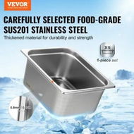 Detailed information about the product 6 Pack Hotel Pans 1/2 Size Anti-Jam Steam Pan 0.8mm Thick Stainless Steel Restaurant Steam Table Pan 6-Inch Deep Commercial Table Pan Catering Storage