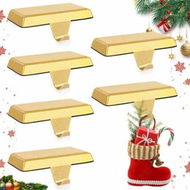 Detailed information about the product 6 Pack Metal Christmas Stocking Holders for Mantle Heavy Duty Stocking Hangers Stocking Hook Christmas Ornaments for Counter Tables Window Fireplace Mantle Decoration (Gold)