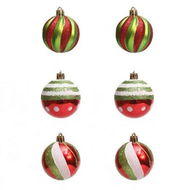 Detailed information about the product 6 Pcs 2.4 Inch Christmas Ball Ornaments Glittering Plastic Hanging Decorations Elf Balls Swirl Candy Cane Peppermint Red and Green Christmas Tree, A