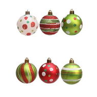 Detailed information about the product 6 Pcs 2.4 Inch Christmas Ball Ornaments Glittering Plastic Hanging Decorations Elf Balls Swirl Candy Cane Peppermint Red and Green Christmas Tree, C