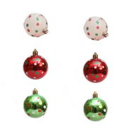 Detailed information about the product 6 Pcs 2.4 Inch Christmas Ball Ornaments Glittering Plastic Hanging Decorations Elf Balls Swirl Candy Cane Peppermint Red and Green Christmas Tree, D