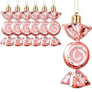 Detailed information about the product 6 Pcs Christmas Candy Ornaments Hanging Glitter Candy Cane Decoration Xmas Tree Peppermint Ornament, Rose Golden, Plastic