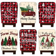 Detailed information about the product 6 Pcs Christmas Chair Covers Red Black Buffalo Plaid Chair Back Covers Gnome Xmas Protector Slipcovers Washable Dining Room Seat Covers for Home Decor