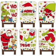 Detailed information about the product 6 Pcs Christmas Chair Covers Santa Claus Chair Back Covers Lime Green Red Chair Protector Slipcovers Washable Seat Covers for Home Kitchen Decorations