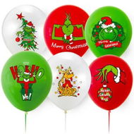 Detailed information about the product 6 Pcs Christmas Grinch Balloons,12 Inch White Red and Green Latex Balloons,6 Merry Christmas Style for Christmas Decoration Party Supplies