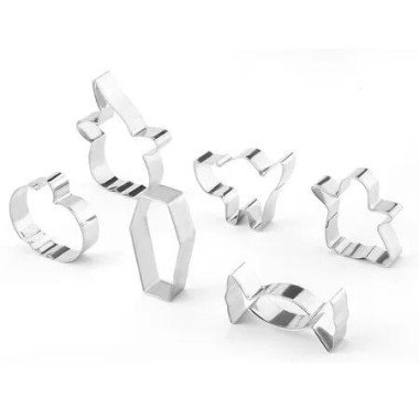 6 PCS Halloween Cookie Cutter Set Stainless Steel Baking Tools Cookie Stamps Cutters