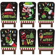 Detailed information about the product 6 Pcs Lime Green Black Christmas Chair Back Covers Xmas Chair Protector Slipcovers Washable Seat Covers for Home Decorations