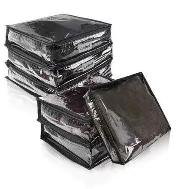 6 PCS Transparent Black 40x35x10cm Waterproof Transparent PVC Storage Bag for Blankets Linen Sweater Bed Sheet Quilt Clothes Pillow