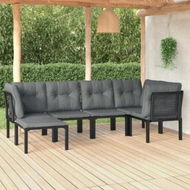 Detailed information about the product 6 Piece Garden Lounge Set Black and Grey Poly Rattan