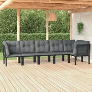 Detailed information about the product 6 Piece Garden Lounge Set Black and Grey Poly Rattan