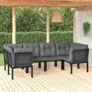 Detailed information about the product 6 Piece Garden Lounge Set Black and Grey Poly Rattan