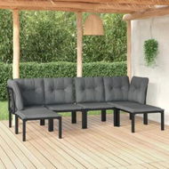 Detailed information about the product 6 Piece Garden Lounge Set Black and Grey Poly Rattan