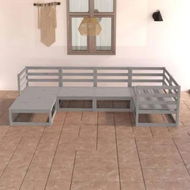 Detailed information about the product 6 Piece Garden Lounge Set Grey Solid Pinewood