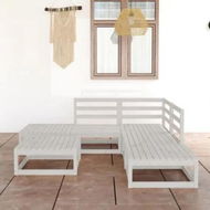 Detailed information about the product 6 Piece Garden Lounge Set White Solid Pinewood