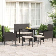 Detailed information about the product 6 Piece Garden Lounge Set With Cushions Black Poly Rattan