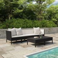 Detailed information about the product 6 Piece Garden Lounge Set with Cushions Poly Rattan Black