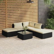 Detailed information about the product 6 Piece Garden Lounge Set with Cushions Poly Rattan Black