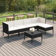Detailed information about the product 6 Piece Garden Lounge Set with Cushions Poly Rattan Black