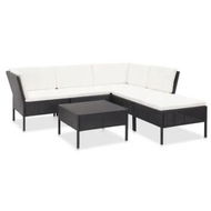 Detailed information about the product 6 Piece Garden Lounge Set with Cushions Poly Rattan Black