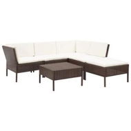 Detailed information about the product 6 Piece Garden Lounge Set with Cushions Poly Rattan Brown