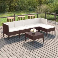 Detailed information about the product 6 Piece Garden Lounge Set with Cushions Poly Rattan Brown