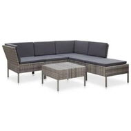 Detailed information about the product 6 Piece Garden Lounge Set with Cushions Poly Rattan Grey