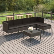 Detailed information about the product 6 Piece Garden Lounge Set with Cushions Poly Rattan Grey