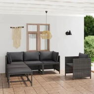 Detailed information about the product 6 Piece Garden Lounge Set with Cushions Poly Rattan Grey