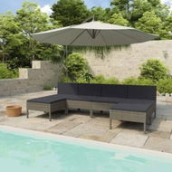 Detailed information about the product 6 Piece Garden Lounge Set with Cushions Poly Rattan Grey