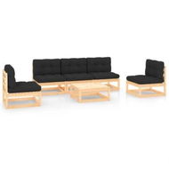 Detailed information about the product 6 Piece Garden Lounge Set with Cushions Solid Pinewood