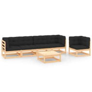 Detailed information about the product 6 Piece Garden Lounge Set with Cushions Solid Pinewood