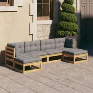 Detailed information about the product 6 Piece Garden Lounge Set with Cushions Solid Pinewood