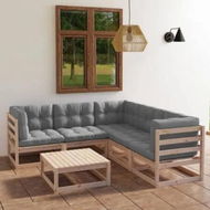 Detailed information about the product 6 Piece Garden Lounge Set with Cushions Solid Pinewood