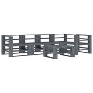 Detailed information about the product 6 Piece Garden Pallet Lounge Set Wood Grey