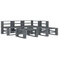 Detailed information about the product 6 Piece Garden Pallet Lounge Set Wood Grey