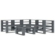 Detailed information about the product 6 Piece Garden Pallet Lounge Set Wood Grey