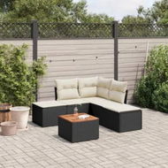 Detailed information about the product 6 Piece Garden Sofa Set with Cushions Black Poly Rattan