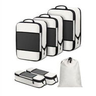 Detailed information about the product 6-Piece Set of Compression Hubs for Suitcases, Luggage Organizer with Laundry Bag for Travel Accessories,Beige