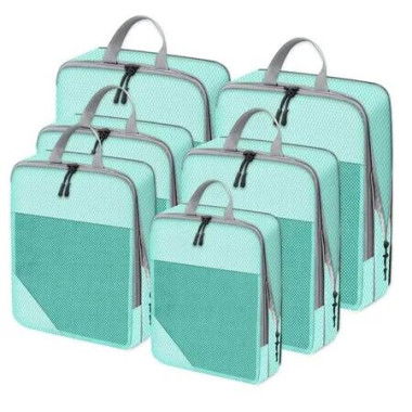 6-Piece Suitcases/Luggage Compression Packing Cube Set: Organized and Space-Saving Travel(Lake Blue)