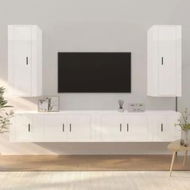 Detailed information about the product 6 Piece TV Cabinet Set High Gloss White Engineered Wood