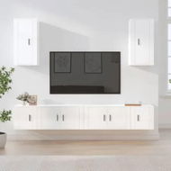 Detailed information about the product 6 Piece TV Cabinet Set High Gloss White Engineered Wood