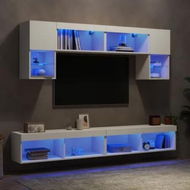 Detailed information about the product 6 Piece TV Wall Units with LED White Engineered Wood