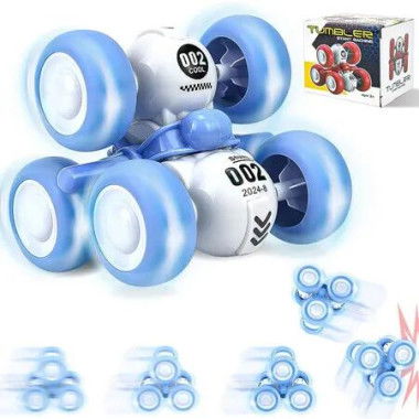 6 Rounds Inertia 360 Degree Rotating Stunt Car Toys 3 to 6 Year Old Kids, Blue