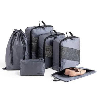 6 Set Compression Packing Cubes for Suitcases, Space Saving Packing Cubes for Travel, Durable Suitcase Organizer Bags, Grey