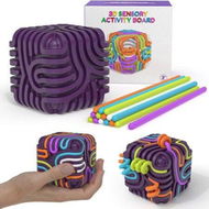 Detailed information about the product 6-Sided 3D Sensory Stress Activity Board with Peel Push Cube Textures,Silicone Fidget Toys for Anti-Stress,Anxiety,Autism,ADHD,Travel Sensory Toy(Purple)