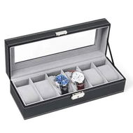 Detailed information about the product 6-Slot Watch Box Organizer Display Case: Stylish and Practical Storage for Men's Watches Black