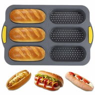 Detailed information about the product 6-Slots Silicone Bread Loaf Pan, Nonstick Sourdough Loaf Pan & Heat Resistant Baguette Bread Pan, Silicone Molds for Baking Hoagie Rolls Hot Dog Buns